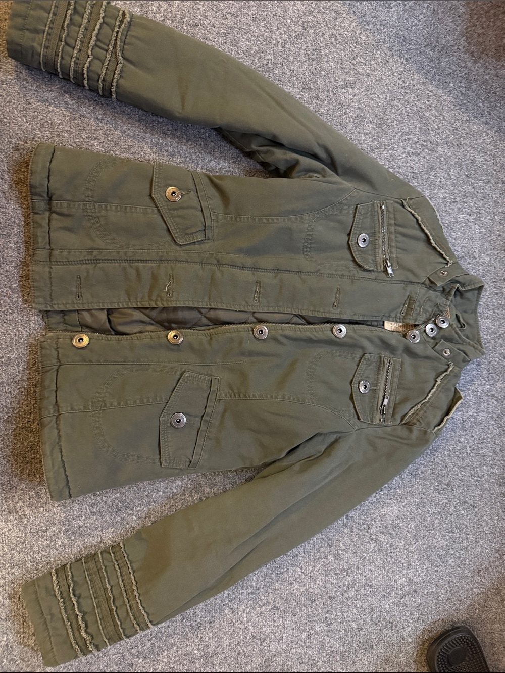 B. B. Dakota Quilted Lined Military Jacket Khaki Army Military Green Size Medium